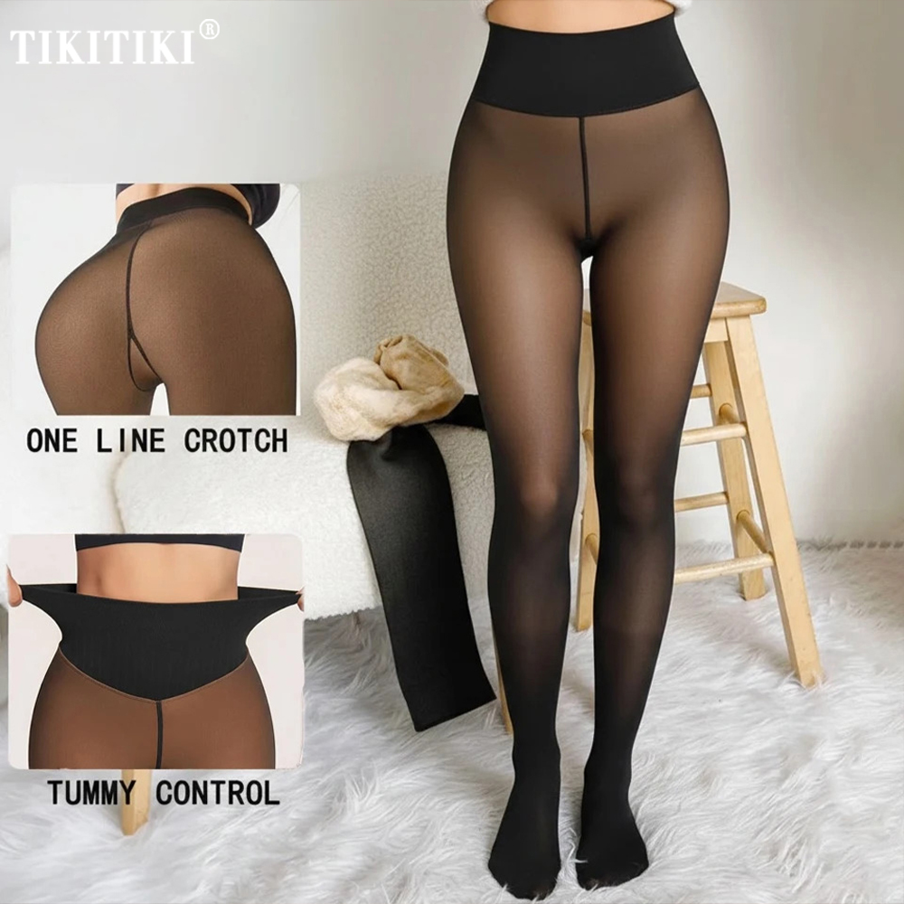 Tights Pantyhose Sheer - Rajstopy damskie plus size z polarową